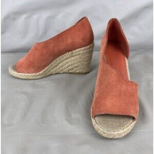 Vince Sonora Suede Wedge Sandal Size 7.5 Orange Espadrille Platform D'Orsay